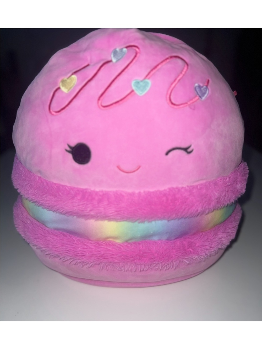 Squishmallows Pink Middie the Macaron Plush with Rainbow Filling